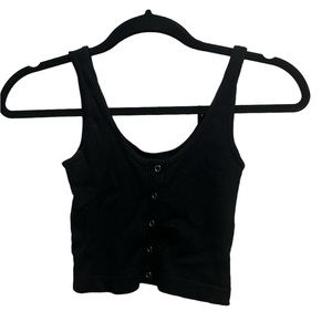 Black button down cropped lounge top